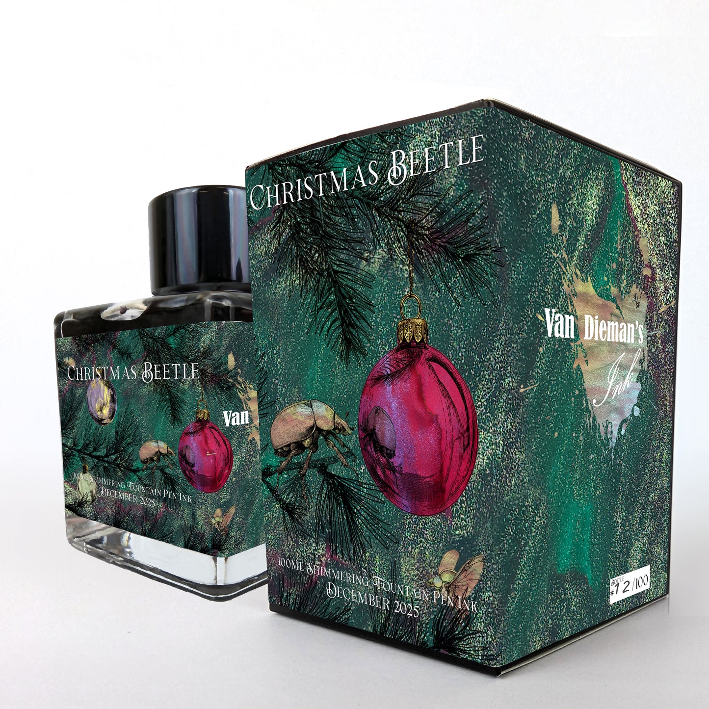 Van Dieman's 2025 December - Christmas Beetle - 100ml Shimmering Multichromatic Fountain Pen Ink