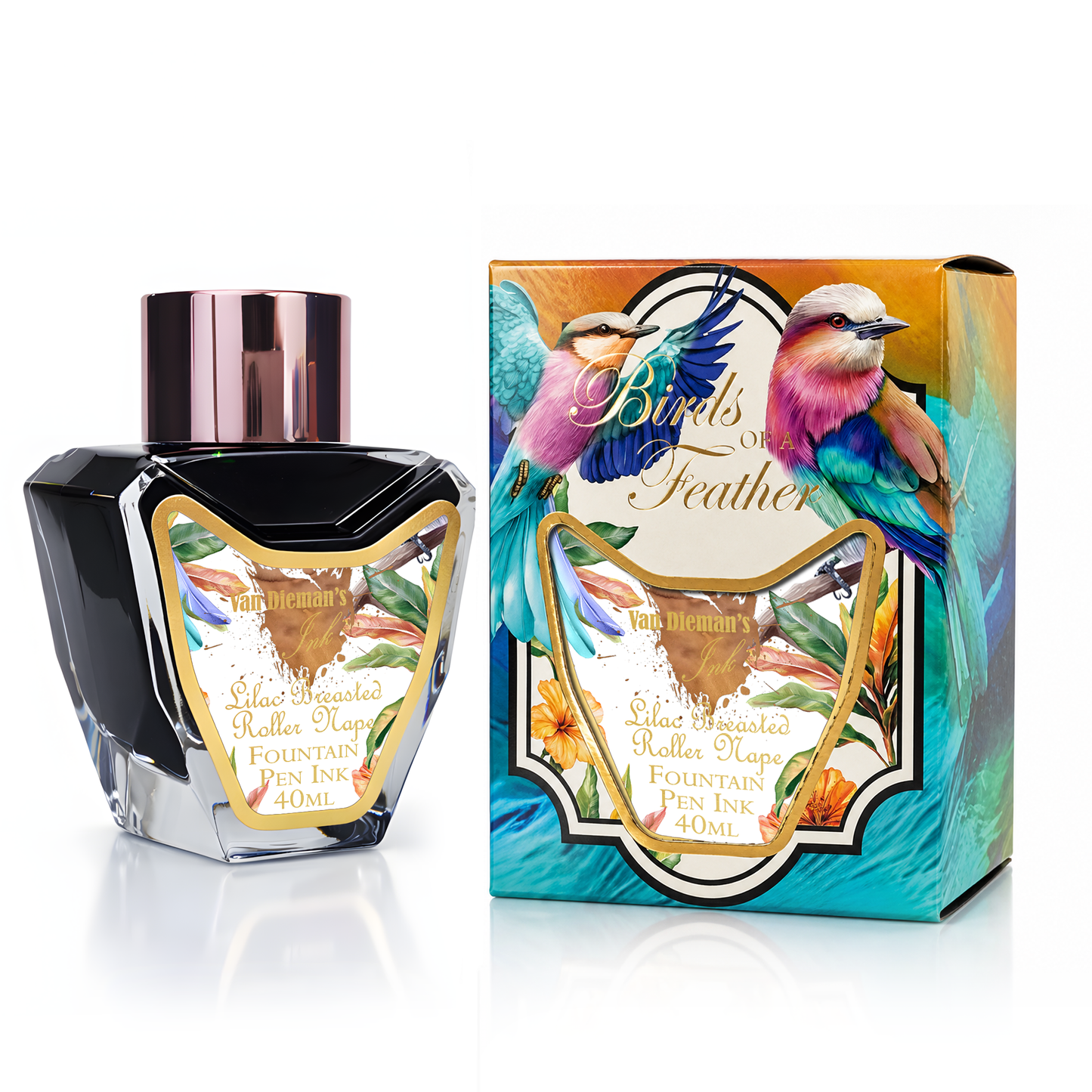 Van Dieman's Birds of a Feather - Lilac Breasted Roller Nape - 40ml Fountain Pen Ink