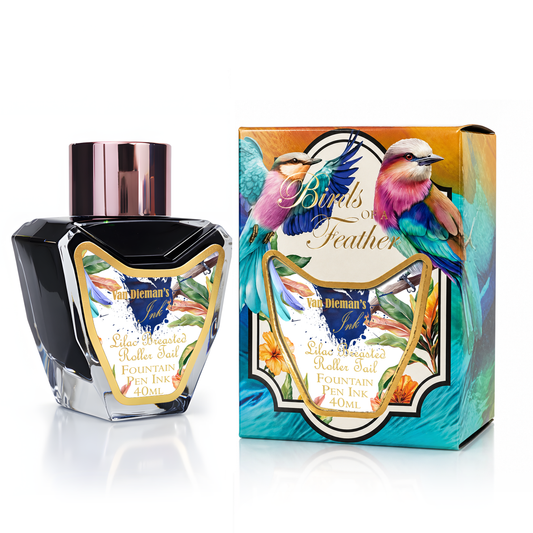 Van Dieman's Birds of a Feather - Lilac Breasted Roller Tail - 40ml Fountain Pen Ink